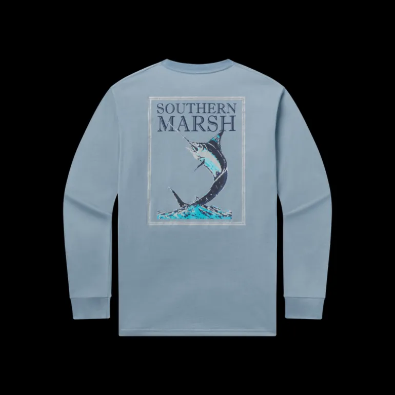 Blue Marlin Fishing Tee - Long Sleeve