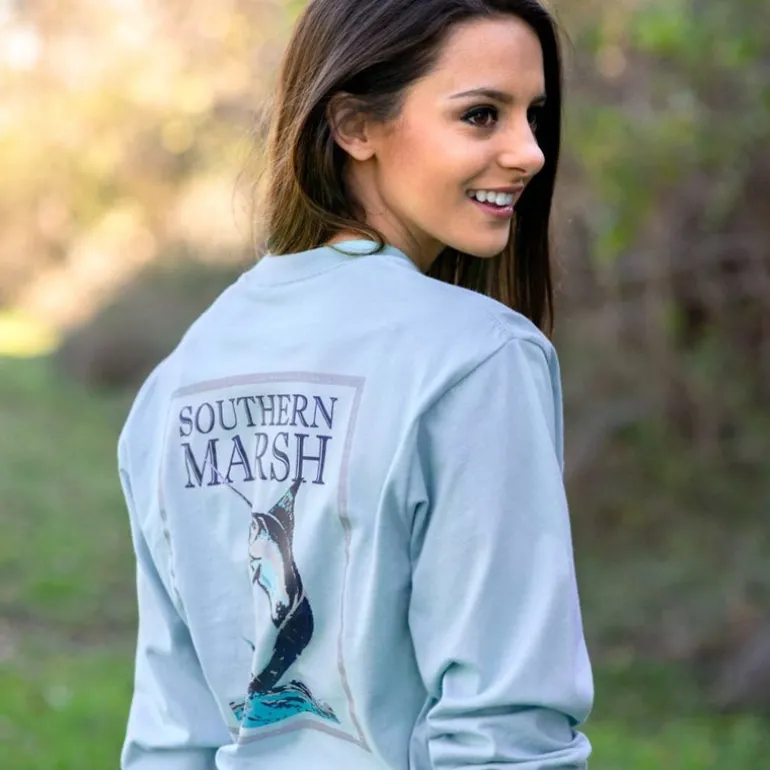 Blue Marlin Fishing Tee - Long Sleeve