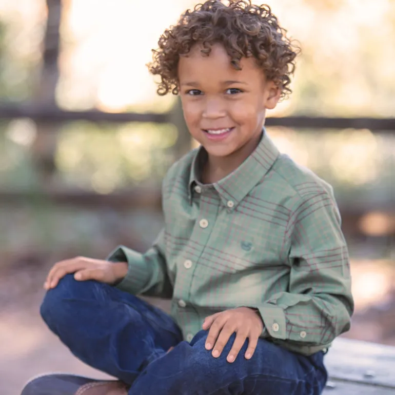 Youth Winfield Grid Performance Dress Shirt